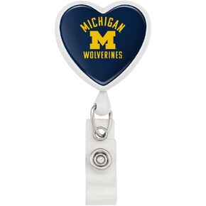 University of Michigan Wolverines Logo Heart Lanyard Retractable Reel Badge ID Card Holder