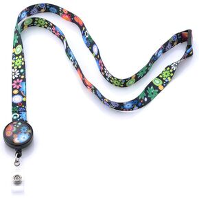 Colorful and Patterns Lanyard with Retractable Badge Reel ID Card Name Tag Badge Holder Card Holder