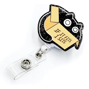 Badge Reel Retractable with Alligator Clip Interesting Spaceship Badge Holder Acrylic Name Badge Accessories Suitable for Hospital Nurses School Teachers Students Office Women Men