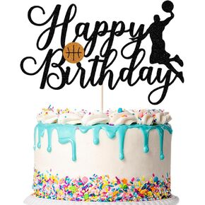 Basketball Birthday Cake Topper for rugby Theme Man Boy Birthday Party Supplies-Gone rugby Themed Birthday Party Decorations Glitter Decor Supplies