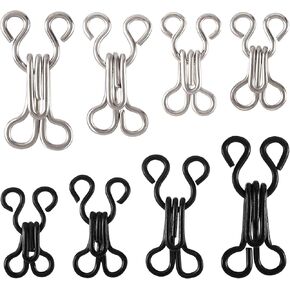 CustomyLife 80 Pairs Sewing Hooks and Eyes Closure 9/12/14/16mm Gold Alloy Sew on Snaps for Bra Clothing Replacement Trousers Skirts