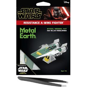 Metal Earth Fascinations Star Wars Rise of Skywalker Resistance A-Wing Fighter 3D Metal Model Kit Bundle with Tweezers