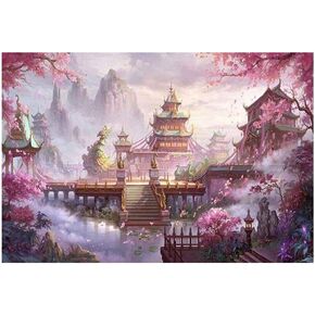 VKTECH Chinese Palace Full Drill 5D DIY Diamond Painting Kit Round Crystal Rhinestone Embroidery Cross Stitch Needlework Art Craft Gift for Home Living Room Decor 16 x 12 inch