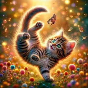 igoodom Cute Cat Diamond Painting Kit for Adults, Cat Diamond Art for Beginners, 5D Full Drill Round Diamond Painting Gem Art for Home Wall Decor Gift 14x14inch