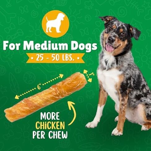 Lucky Premium Treats Chicken Wrapped Dog Treats – USA Made Raw Hide Sticks for Medium Dogs – Long Lasting, Preservative Free Dog Treats – 10 Chews in Saudi Arabia