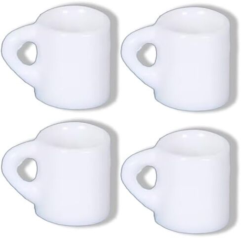 4 قطع بيضاء من أكواب القهوة المصغرة مقاس 1/12 ملحقات تزيين بيت الدمى، إكسسوارات بيت الدمى المصغرة كوب قهوة مصغر (0.6 × 0.4 × 0.5 بوصة) in Kuwait