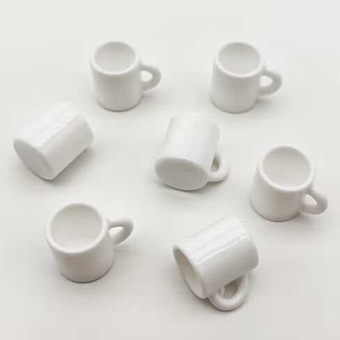 4 قطع بيضاء من أكواب القهوة المصغرة مقاس 1/12 ملحقات تزيين بيت الدمى، إكسسوارات بيت الدمى المصغرة كوب قهوة مصغر (0.6 × 0.4 × 0.5 بوصة) in Kuwait