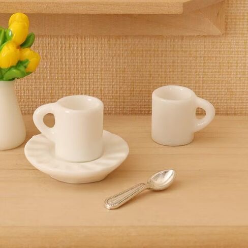 4 قطع بيضاء من أكواب القهوة المصغرة مقاس 1/12 ملحقات تزيين بيت الدمى، إكسسوارات بيت الدمى المصغرة كوب قهوة مصغر (0.6 × 0.4 × 0.5 بوصة) in Kuwait
