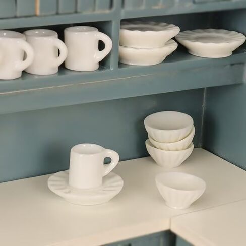 4 قطع بيضاء من أكواب القهوة المصغرة مقاس 1/12 ملحقات تزيين بيت الدمى، إكسسوارات بيت الدمى المصغرة كوب قهوة مصغر (0.6 × 0.4 × 0.5 بوصة) in Kuwait