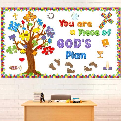 Pasimy 70 Pcs Christian Classroom Bulletin Board Decorations Sunday School Bulletin Board Sets Church Bible School Decorations Vbs Jesus God Puzzle Piece Cutouts for School Office Wall Decor(Dark) in Saudi Arabia