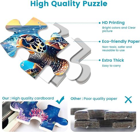 2 Pack Puzzles for Adults 1000 Pieces-Sea Turtle & Dolphins Difficult Jigsaw Puzzles for Adults,Hard Jigsaw Puzzle Decorations DIY Leisure Game Toy Suitable Family Friends(27.5x20 inches) in Kuwait