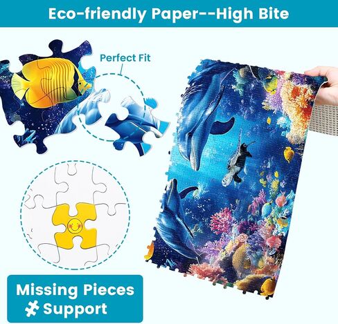 2 Pack Puzzles for Adults 1000 Pieces-Sea Turtle & Dolphins Difficult Jigsaw Puzzles for Adults,Hard Jigsaw Puzzle Decorations DIY Leisure Game Toy Suitable Family Friends(27.5x20 inches) in Kuwait