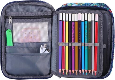 Shulaner 72 Slots Colored Pencil Case with Zipper Closure Large Capacity Oxford Pen Organizer (Monkey) in Kuwait