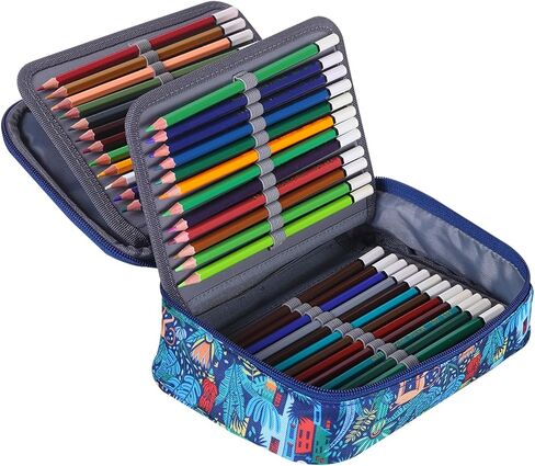 Shulaner 72 Slots Colored Pencil Case with Zipper Closure Large Capacity Oxford Pen Organizer (Monkey) in Kuwait