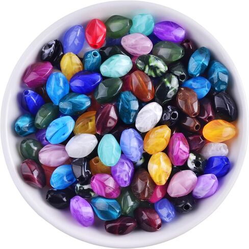 KJML DIY Oval Shaped Beads 300Pcs Acrylic Beads for Jewelry Making Colorful Imitation Gemstone Beads Loose Assorted Beads Bulk for Crafts Bracelets Necklace DIY Charms Earrings in Saudi Arabia
