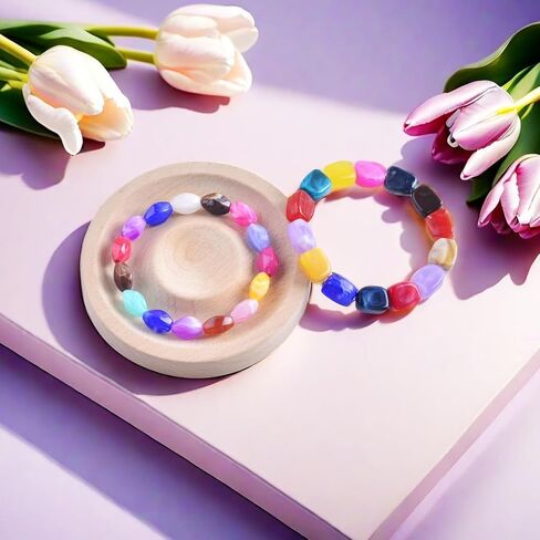 KJML DIY Oval Shaped Beads 300Pcs Acrylic Beads for Jewelry Making Colorful Imitation Gemstone Beads Loose Assorted Beads Bulk for Crafts Bracelets Necklace DIY Charms Earrings in Saudi Arabia