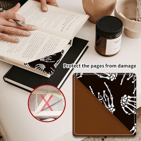 إشارات مرجعية جلدية لطيفة، إشارة مرجعية زاوية لصنع المثلثات الممتعة، ملحقات الكتب لمحبي الكتب القراءة، علامات صفحة غير قابلة للكسر للنساء والرجال يد جمجمة صخرية رائعة in Kuwait