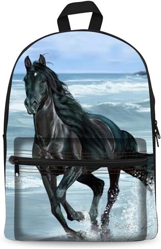 Bookbag School Backpack for Girls Horse Backpacks Elementary 3rd 4th 5th 6th Grade Kids Boys 15.3" Canvas Laptop Bag in Kuwait