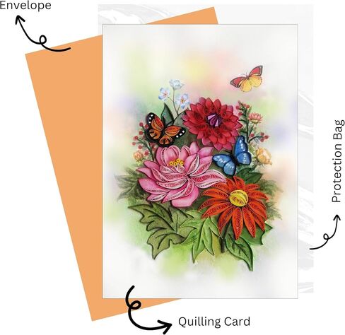 White and Yellow Orchid Card, Flower Quilling Card, Card for All Occasions, Birthday, Thinking Of You, Sympathy For Mom, Women, Daughter, Friend, Boss, Love (Orchid) in Saudi Arabia