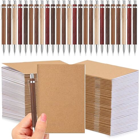 Kisston 50 Sets Mini Pocket Notebook with Pens Bulk Small Memo Notepad with Bamboo Pens Employee Appreciation Gifts for Employee Coworker Team Christmas Gifts(Retro Colors) in Saudi Arabia