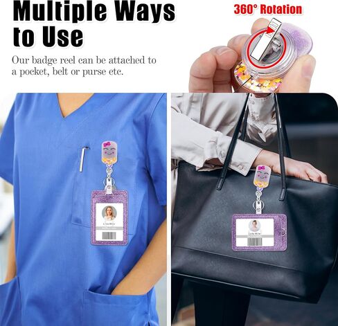 Retractable ID Badge Holder Reel: Cute Bling Nurse Badge Reel with Alligator Clip Badge Clip Horizontal & Vertical Bling ID Badge Holder for Nurses Doctors Students in Saudi Arabia