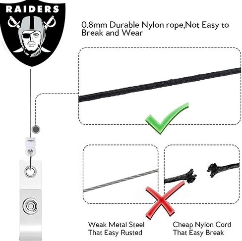 1pcs for Raiders Retractable Badge Reel Holder with ID Clip, for Nurse, Nursing Student, Teacher, Doctor, Medical Assistant, Work, Office in Saudi Arabia