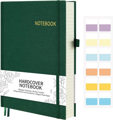 Ospelelf Linen Hardcover Journaling Notebooks for Note Taking, Work and Campus, B5 7.5 x 10'' 300 Pages College Ruled Notebooks for School with Pen Loop and Tabs White Tulip in Saudi Arabia