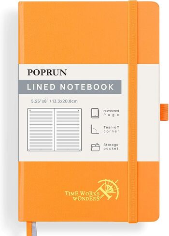 POPRUN Lined Journal Notebook for Women & Men, 4 PCS Medium Size 5.25''x 8'', 120GSM Thick Paper, 128 Numberd Pages, Hardcover, Index Tabs, College Ruled Notebook for Work - Black,Red,Green,Blue in Kuwait