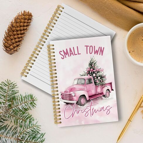 Vintage Merry Christmas Tree Journal Notebook - Retro Rustic Christmas Winter Notebooks College Ruled for Work School, Gifts for Women, Office Supplies, Hardcover Spiral Notebook 5.5"x8.3" in Saudi Arabia