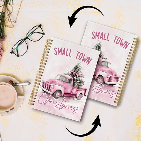 Vintage Merry Christmas Tree Journal Notebook - Retro Rustic Christmas Winter Notebooks College Ruled for Work School, Gifts for Women, Office Supplies, Hardcover Spiral Notebook 5.5"x8.3" in Saudi Arabia