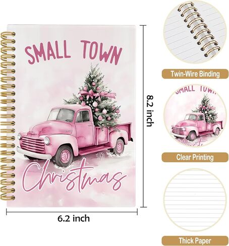 Vintage Merry Christmas Tree Journal Notebook - Retro Rustic Christmas Winter Notebooks College Ruled for Work School, Gifts for Women, Office Supplies, Hardcover Spiral Notebook 5.5"x8.3" in Saudi Arabia