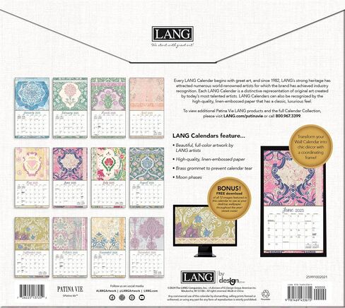 LANG Patina Vie 2025 Wall Calendar (25991002021) in Saudi Arabia