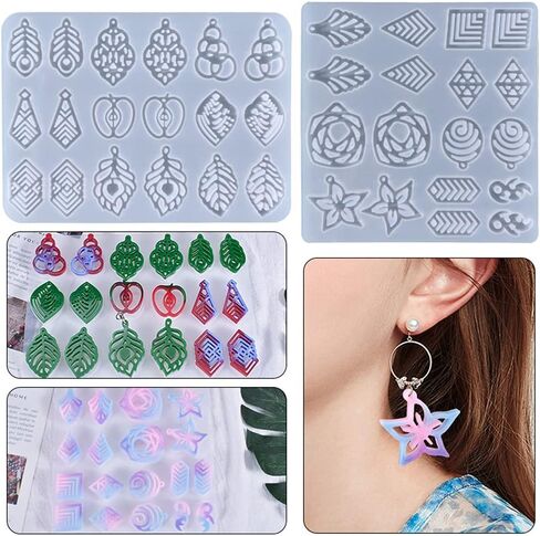 Leaf Flowers Earring Resin Molds,Small Silicone Earring Molds for Epoxy Resin,Earring Jewelry Resin Casting Molds for Jewelry Making in Saudi Arabia