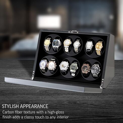 12 ملفاف ساعة للساعات الأوتوماتيكية مع خيار إيقاف المحرك (أبنوسي) in Kuwait