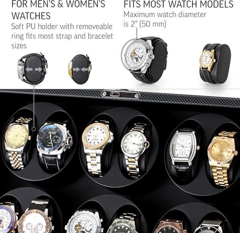 12 ملفاف ساعة للساعات الأوتوماتيكية مع خيار إيقاف المحرك (أبنوسي) in Kuwait