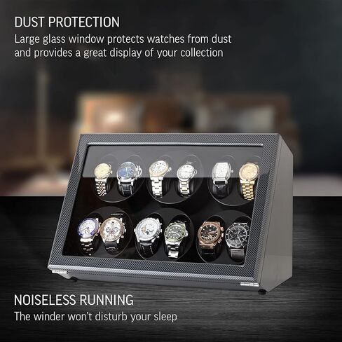 12 ملفاف ساعة للساعات الأوتوماتيكية مع خيار إيقاف المحرك (أبنوسي) in Kuwait