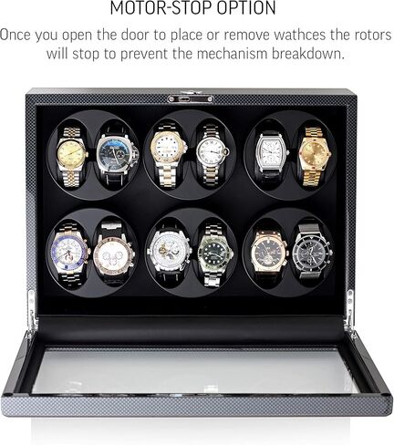 12 ملفاف ساعة للساعات الأوتوماتيكية مع خيار إيقاف المحرك (أبنوسي) in Kuwait