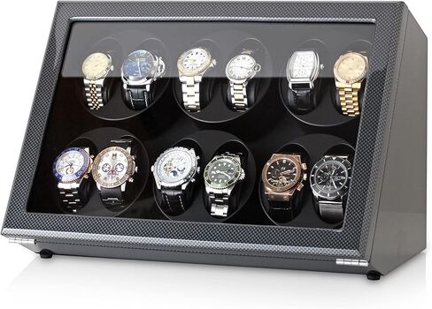 12 ملفاف ساعة للساعات الأوتوماتيكية مع خيار إيقاف المحرك (أبنوسي) in Kuwait