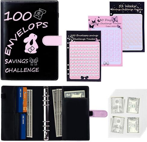 100 Envelopes Money Saving Challenge,Savings Challenges Book with Envelopes，Money Saving Budget A5 Binder with Cash Envelopes for Budgeting，libro de ahorro de dinero de 100-30 - 365 dias 5000 dolares in Kuwait