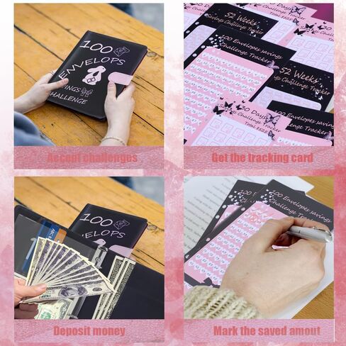 100 Envelopes Money Saving Challenge,Savings Challenges Book with Envelopes，Money Saving Budget A5 Binder with Cash Envelopes for Budgeting，libro de ahorro de dinero de 100-30 - 365 dias 5000 dolares in Kuwait