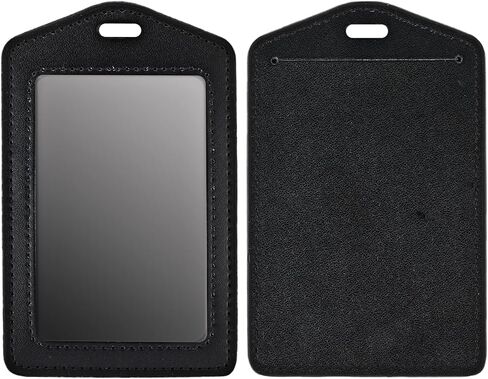 TIESOME 2Pcs Vertical Leather ID Badge Holder, Waterproof Double Sided Clear Card Holder for Office Staff Students Employees (Black) in Saudi Arabia