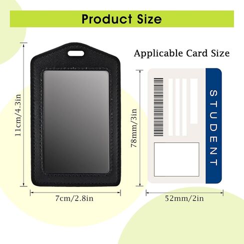 TIESOME 2Pcs Vertical Leather ID Badge Holder, Waterproof Double Sided Clear Card Holder for Office Staff Students Employees (Black) in Saudi Arabia
