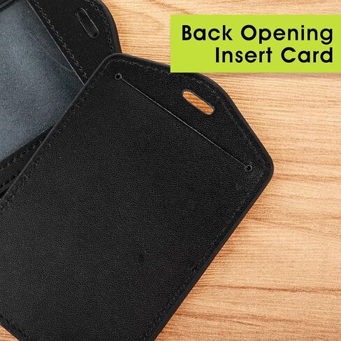 TIESOME 2Pcs Vertical Leather ID Badge Holder, Waterproof Double Sided Clear Card Holder for Office Staff Students Employees (Black) in Saudi Arabia