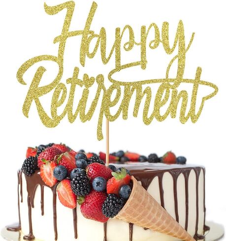 Happy Retirement Cake Topper,Glitter The Legend Has Retired Cake Decorations,for Men or Women Officially Retired Decor,Corporation Farewell Party Retirement Party Supplies (Gold) in Saudi Arabia