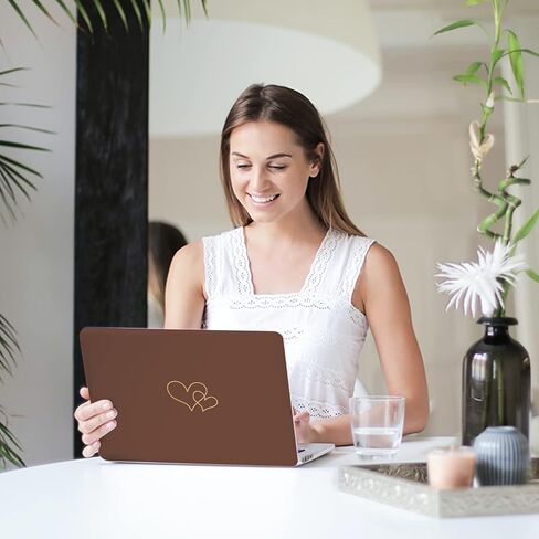 Seorsok Compatible with MacBook Air 13 Inch Case 2022 2021 2020 2019 2018 Release A1932 A2179 M1 A2337 Touch ID, Cute&Lovely Heart Pattern Plastic Hard Shell Case with Keyboard Cover,Brown in Saudi Arabia