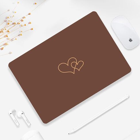 Seorsok Compatible with MacBook Air 13 Inch Case 2022 2021 2020 2019 2018 Release A1932 A2179 M1 A2337 Touch ID, Cute&Lovely Heart Pattern Plastic Hard Shell Case with Keyboard Cover,Brown in Saudi Arabia