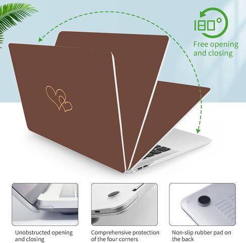 Seorsok Compatible with MacBook Air 13 Inch Case 2022 2021 2020 2019 2018 Release A1932 A2179 M1 A2337 Touch ID, Cute&Lovely Heart Pattern Plastic Hard Shell Case with Keyboard Cover,Brown in Saudi Arabia