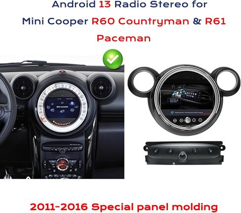 ستيريو راديو Android 13 لسيارة Mini Coupe Countryman Clubman وHatch، Qualcomm 668SOS، دعم CarPlay اللاسلكي، 4G، التحكم في المقبض (9 بوصات فتحات متوازية للقرص المضغوط الأسود) in Kuwait