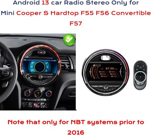 ستيريو راديو Android 13 لسيارة Mini Coupe Countryman Clubman وHatch، Qualcomm 668SOS، دعم CarPlay اللاسلكي، 4G، التحكم في المقبض (9 بوصات فتحات متوازية للقرص المضغوط الأسود) in Kuwait