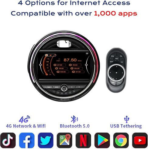 ستيريو راديو Android 13 لسيارة Mini Coupe Countryman Clubman وHatch، Qualcomm 668SOS، دعم CarPlay اللاسلكي، 4G، التحكم في المقبض (9 بوصات فتحات متوازية للقرص المضغوط الأسود) in Kuwait